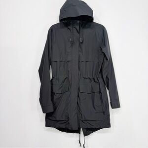 REI Cooperative Black Hooded Cinch Waist Zip Up Lightweight Windbreaker Jacket